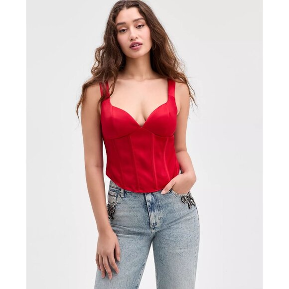 GUESS Women's J'Adore Sleeveless Sweetheart Red Corset Top Size M NWT - Picture 2 of 6